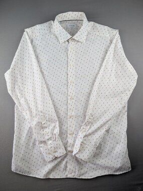 Eton Contemporary Fit Cocktail Print Cotton Poplin Luxury Dress Shirt White 44